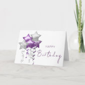 Carte Elégant violet étoiles Balloons moderne Joyeux ann (Devant)