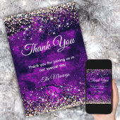 Carte Elégant violet foncé faux parties scintillant or m