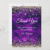 Carte Elégant violet foncé faux parties scintillant or m (Devant)