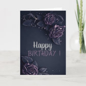Carte Élégant violet Rose gothique Anniversaire (Devant)