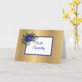 Carte Élégant Violets Bleus Or Sympathie Florale (Fleur jaune)