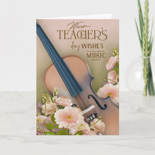 Carte Élégant violon Journee des enseignants Floral