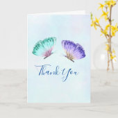Carte Elegant Watercolor Butterfly Duo WeddingThank You (Fleur jaune)