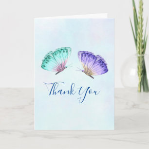 Carte Elegant Watercolor Butterfly Duo WeddingThank You