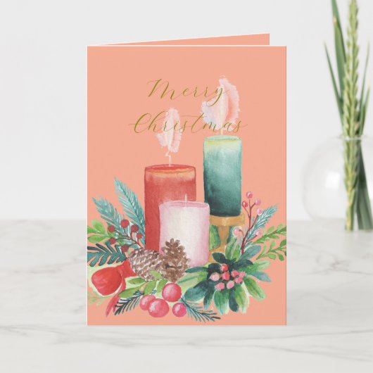 Carte Elegant Watercolor Candlelight Christmas Card (Devant)