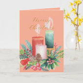 Carte Elegant Watercolor Candlelight Christmas Card (Fleur jaune)