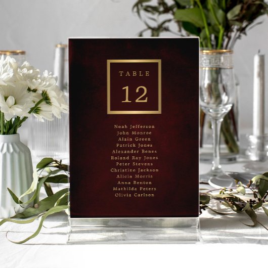 Carte Elegant wedding guests seating chart table number