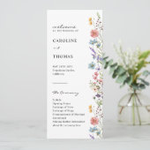 Carte Elégant Whimsical Boho Fleur sauvage Wedding Progr (Debout devant)