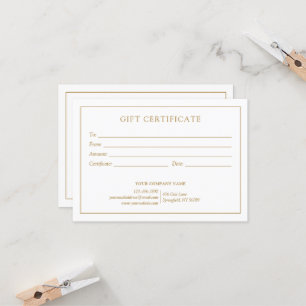 Carte Élégant White Gold Business Logo Certificat cadeau