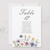 Carte Elegant Wildflowers Wedding Table Number Card (Dos)