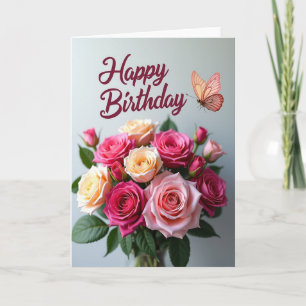 Carte élégante à pois avec rose