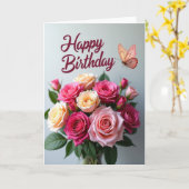 Carte élégante à pois avec rose (Fleur jaune)