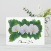 Carte Elégante aquarelle blanc orchidées tropicales (Debout devant)