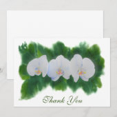 Carte Elégante aquarelle blanc orchidées tropicales (Devant / Derrière)