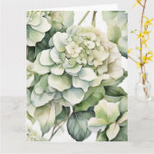 Carte Elégante aquarelle blanche vert hydrangée florale (Fleur jaune)
