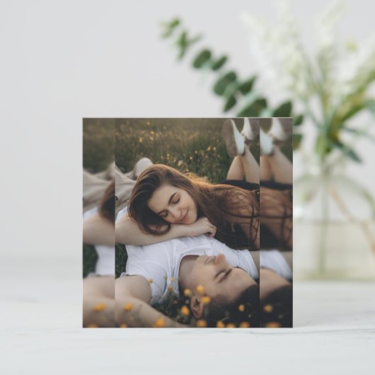 Carte Elégante aquarelle bleue Mariage Floral Merci (Debout devant)