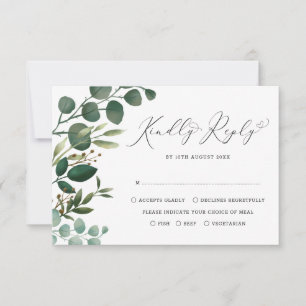 Carte Elégante aquarelle Botanique Verdure Mariage RSVP