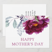 Carte Elégante aquarelle Fête des Mères Floral (Devant / Derrière)