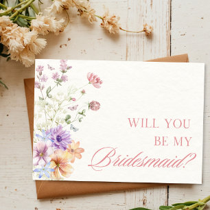 Carte Elégante aquarelle Floral Chic Bridesmaid Proposit