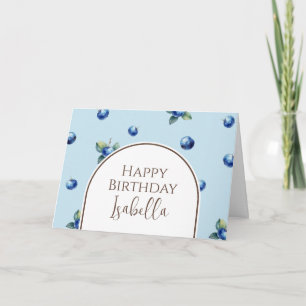 Carte Elégante aquarelle Sweet Blue Berry Joyeux anniver