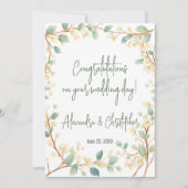 Carte Elégante aquarelle Verdure et florale blanche (Devant)