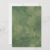 Carte Elégante aquarelle verte | Mariage floral rose (Dos)
