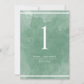 Carte Elégante aquarelle verte Numéro de tableau (Devant)