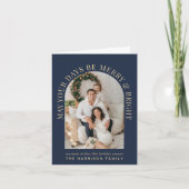 Carte Elégante Arc Photo Joyeux Bleu Bleu Noel (Devant)