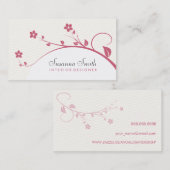 Carte élégante avec des fleurs rouges et chevrón (Devant / Derrière)