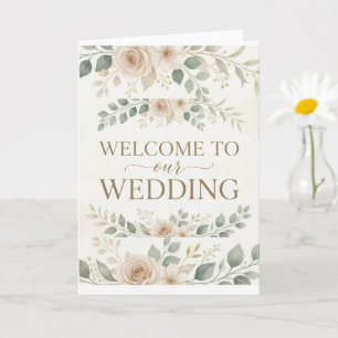 Carte Élégante Bienvenue Florale Aquarelle Mariage Accue