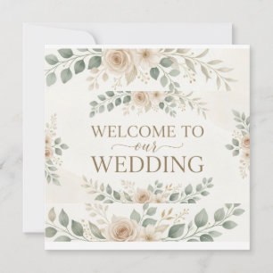 Carte Élégante Bienvenue Florale Aquarelle Mariage Accue