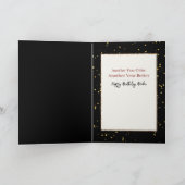 Carte Elégante Black Gold Femme Cartoon Vin Anniversaire (Intérieur)