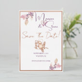 Carte élégante blanche à motif floral avec feuille (Debout devant)