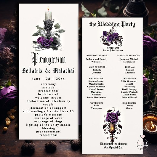 Carte Élégante bougie gothique Améthyste profond Rose po