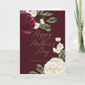 Carte Elégante Bourgogne & Rose de crème Fleur de la Fêt (Devant)