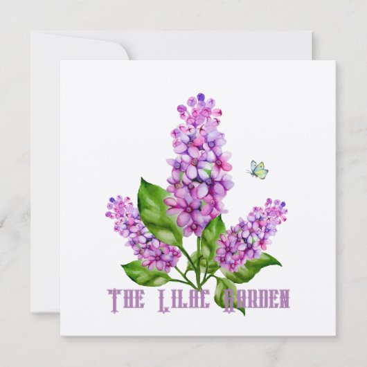 Carte Élégante branche lilas aquarelle (Devant)