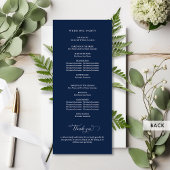 Carte Élégante calligraphie Marine Blue Wedding Programm