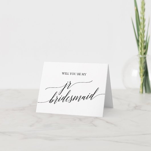 Carte Élégante calligraphie noire Jr Bridesmaid Proposit (Devant)