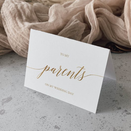 Carte Élégante Calligraphie Or À Mes Parents Mariage