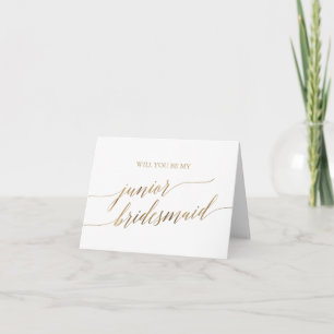 Carte Élégante calligraphie Or Jeune Jeune Épouse