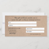 Carte Élégante calligraphie personnalisée Certificat cad (Dos)