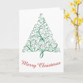 Carte Élégante calligraphie rouge et verte Arbre de Noël (Fleur jaune)