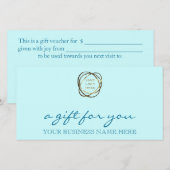 Carte Elégante carte-cadeau Aqua Custom Business Logo (Devant / Derrière)