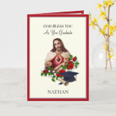 Carte Élégante Catholique Graduation Sacré Coeur Roses V (Fleur jaune)