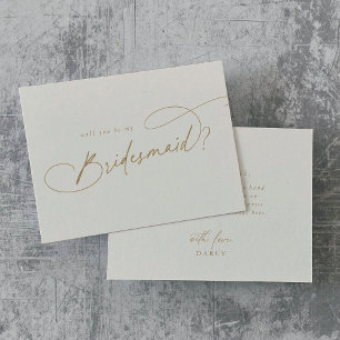 Carte Élégante Charme Ivoire Demande Demoiselle d'