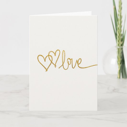 Carte Élégante Cœurs Amour Or (Devant)