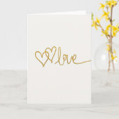 Carte Élégante Cœurs Amour Or (Fleur jaune)