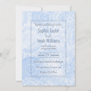 Carte Elégante collection de mandala bleu blanc