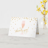 Carte Elégante Confetti d'or et Merci de Champagne (Fleur jaune)