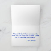 Carte Elégante couleur bleue Rose Fête des mères femmes (Intérieur)